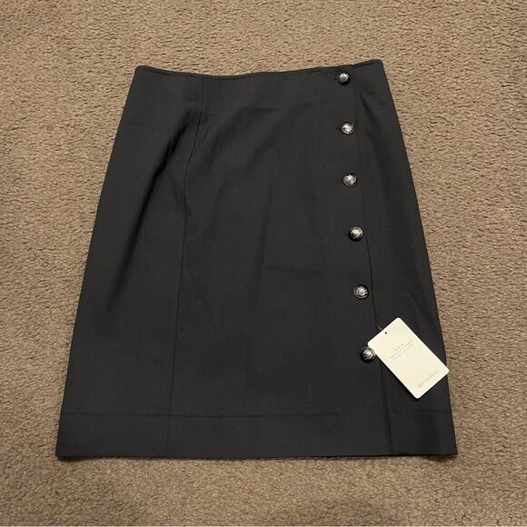 Chloé Side Button Abyss Blue Wool Pencil Skirt NWT - Picture 2 of 8